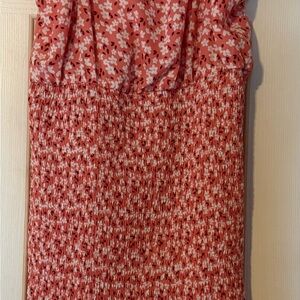 Floral Pink and Red Smocked Dress